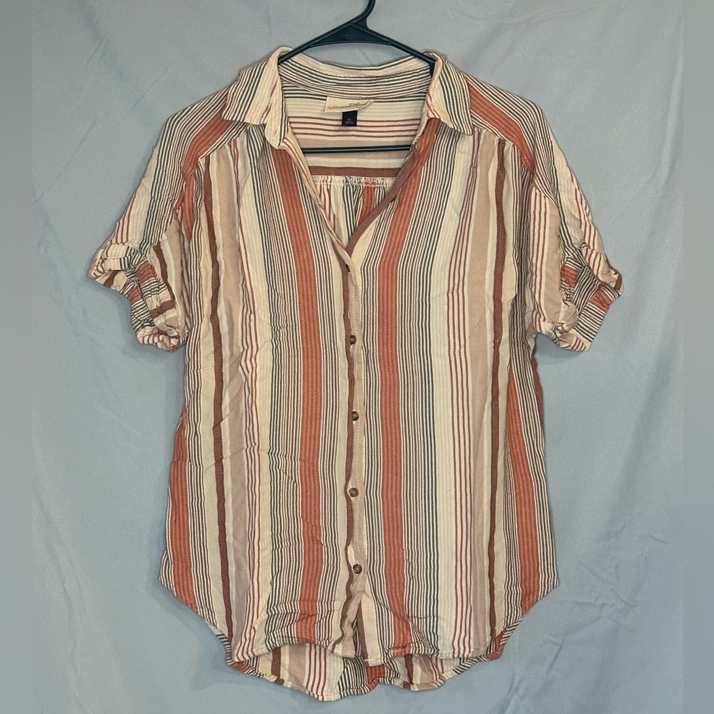 Striped short sleeve women’s button up